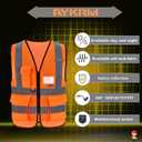 A-SAFETY High Visibility Mesh Safety Reflective Vest with Pockets and Zipper,Hi Vis Viz Reflective Safety Vest(Orange Mesh XXL)