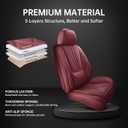Car Seat Covers Full Set Burgundy, Premium Leather Car Seat Covers, Waterproof and Breathable Seat Covers, Universal Car Seat Protector Fit for Cars, Trucks, SUVs, Pick-ups (Wine Red, FullSet)