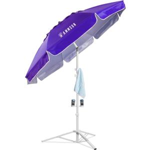 AMMSUN Shade Umbrella, Premium Portable Umbrella with Stand, 6.5ft Lightweight Free Standing Canopy for Sporting Games, Adjustable Instant Sun Protection and Easy to Carry, Purple