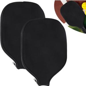 2 PCS Pickleball Paddle Covers, Durable Neoprene Universal 8.26 x 11.8Inch Zippered Racket Sleeve Storage Bag, Fits USAPA Standard Pickleball Racquets (Black)