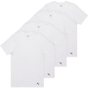 Puma Men's 4 Pack Cotton Crewneck Short Sleeve T-Shirt (White, XL)