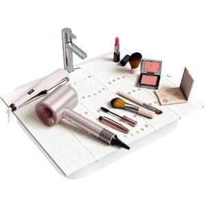 Bathroom Sink Cover for Counter Space, Sink Mat Foldable Sink Cover, Silicone Makeup Organizer Mat Space Saver, Small Bathroom & Rv Camper Travel Must Haves Accessories, Pearl