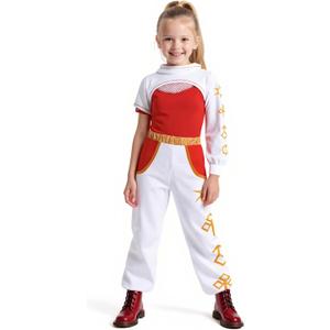 Zombie Girls Costume Kids Character Halloween Cosplay Mesh Top Pants Hooded Coat 3PCS Uniform Outfits (5-6 Years, Red)