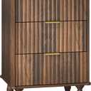 Veegle 3 Drawer Large Nightstand Dark Brown Bedside Table, 17.7 x 13.7 x 27.9 inches