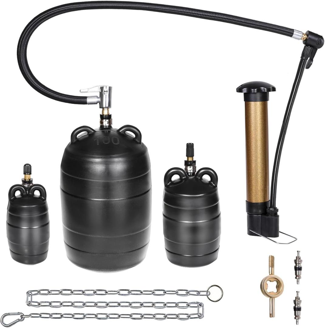 Upgraded 3PK Inflatable Pipe Plug Balloon Kit(2",3",4") with Fast Air Pump & Extension Hose, Rubber Sewer Test Balls with Safety Chain & Valve Tool for Plumbing Pressure Testing/Drain Blocking