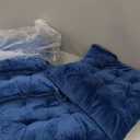 ELFJOY 4 Pack Chair Cushions for Dining Chairs Chair Pads Cushion for Kitchen Office Tufted Square Seat Cushion with Ties (16" Navy Velvet)