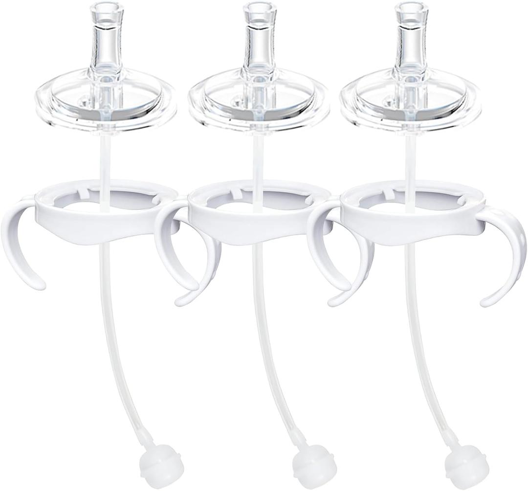 Sippy Cup Conversion Kit Compatible with Philips Avent Natural Baby Bottles, Soft Straw top and Weighted Ball Sippy Cup Transition Kit with Handles, 8m+ Pack of 3
