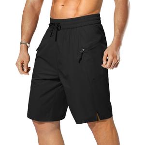 STICKON Men's Swim Trunks Quick Dry Beach Board Shorts Bathing Suit with Zipper Pockets Black (With Liner) XXL