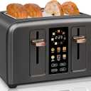 SEEDEEM Toaster 4 Slice, Full Touch control Toaster, LCD Display, 6 Bread Type, 7 Shade Settings, 1.4''Wide SlotsMore Time Function, Removable Crumb Tray, 1800W, Dark Metallic