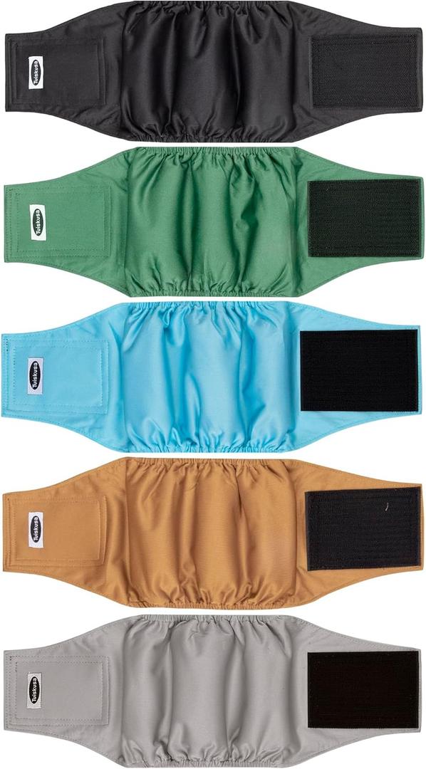 Tuiskusa Male Dog Diapers, High Absorbing Dog Belly Bands for Male Dogs, Washable Reusable Dog Male Wraps(5 Pack) S