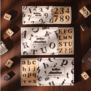Vintage Wooden Rubber Stamp Set – Alphabet, Letter, Number Stamp Blocks for Journaling, Scrapbooking, Crafts, Paper Stamping