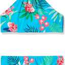 Kanu Surf Girls Mahina UPF 50+ Beach Sport Halter Bikini 2-Piece Swimsuit (Leonie Floral Aqua)