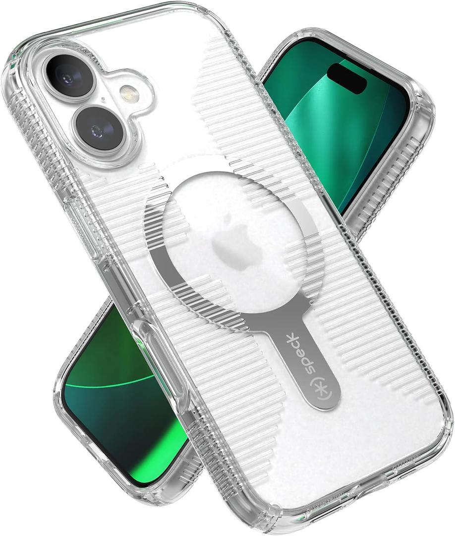 Speck GEMSHELL Grip +MS Case for iPhone 17 - Clear/Clear | Slim Protective Grip | Drop Protection | MagSafe Compatible