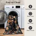 Rugflix Scalloped Floral Rug for Entryway, 2x3 Washable Non-Slip Kitchen Area Rugs, Small Low Pile Indoor Door Mat, Soft Entrance Carpet for Bathroom Bedroom, Dark Black