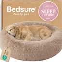 Bedsure Calming Dog Bed for Extra Large Dogs - Donut Washable Large Pet Bed, 45 inches Anti-Slip Round Fluffy Plush Faux Fur Dog Bed, Fits up to 120 lbs Pets, Camel