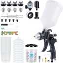 YUZES HVLP Spray Gun Kit  4 Nozzles (1.4/1.7/2.0/2.5mm), Auto Paint Gun for Cars, Furniture & DIY, 10 Disposable Paint Cups & 600ml Mixing Cup with Ratio, Oil-Water Filter & Air Regulator
