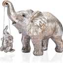 Elephant Statue. Elephant Decor Brings Good Luck, Health, Strength. Elephant Gifts for Women, Mom Gifts. Decorations Applicable Home, Office, Bookshelf TV Stand, Shelf, Living Room - Silver