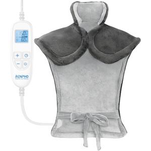 RENPHO Electric Heating Pad for Back, Electric Heat pad for Neck and Shoulders, FSA Eligible & HSA Store, 24"x33" Gray White