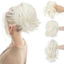CJL HAIR Claw Clip Short Ponytail Hair Extensions DIY Bendable Metals Messy Bun Hair Piece for Wonen Straight Synthetic Fake Hairpieces Platinum Blonde