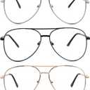 3 Pack Bifocal Reading Glasses for Women Men, Aviator Bi-focal Readers Glasses Dual Focal Eyewear +1.25