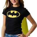 DC Comics Batman Junior's Black Crew Neck Short Sleeve Caped Tee (X-Large)