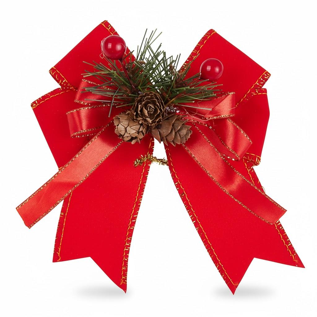 12-pack Red Velvet Christmas Tree Tree Top Decoration Pendant Bow