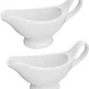 Amosfun 2Pcs 3 Oz Gravy Boats Ceramic Sauce Pitcher Saucier Boats with Handle for Condiments Soy Sauce Serving in Kitchen and Dining 6.10 X 3.54 X 1.96 Inch