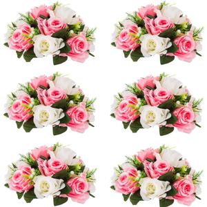 Flower Centerpieces for Wedding Tables: Wedding Table Decorations Pink & White Flower Balls Centerpieces for Engagement Cerebration Party Center Pieces 6 Packs
