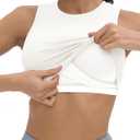V VOCNI Nursing Tank Tops for Breastfeeding Crew Neck Sleeveless Maternity Tank Tops Sports Bras Workout Pregnancy Crop Tops