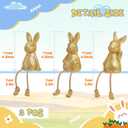 Yookeer 3 Pcs Shelf Sitters with Dangling Legs, 7 Inch Little Resin Gold Rabbit Figurines, Decorative Bunnies for Home Decor Office Desk Table Decor, Gift for Mothers, Teachers, Friends