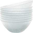 Vikko Elegant Textured Glass Salad Bowls - Set of 6, 6.5 Inch, Stackable, Dishwasher Safe