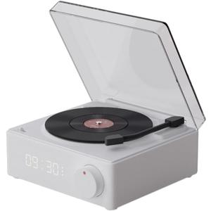 Vintage Vinyl Record Player Style Bluetooth Speaker Phonograph Style Retro Bluetooth Speaker White Cute Look Gift for Girls Good Bass Enhancement Loud Volume