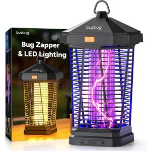 Buzbug LED Bug Zapper Outdoor and Lighting, 10 Years Lifespan, IPX4 Waterproof, 3800V High-Voltage, Fireproof Shell, 6.5ft Power Cord, Fruit Fly Mosquito Moth Gnat Wasp Zapper, Trap, Killer -MA20