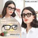 MARE AZZURO Thick Reading Glasses Women Stylish Square Readers 1.0 1.25 1.5 1.75 2.0 2.25 2.5 2.75 3.0 3.5 4.0 5.0 6.0 (Black)