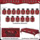 Graduation Decorations 2026 2027 - Maroon Congrats Grad Banner Backdrop Tablecloth Set - Graduation Decorations Class of 2026 | Graduation Party Favors Supplies