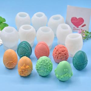 8 Pieces Set, Easter Series of Floral Egg Candle Craft Silicone Mold Making