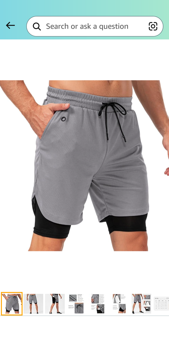 HSQSMWJ 2 In 1Double deck Men's Sports Shorts Gym Workout Training With Pockets XL