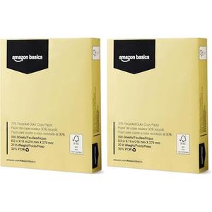 Amazon Basics 30% Recycled Color Copy Paper, 8.5" x 11", 20lb, Pastel Canary, 500 Sheets (Pack of 2)