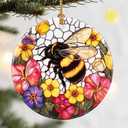 Christmas Ornaments, Dodosky 2.8in Ceramic Xmas Decor, Christmas Tree Ornaments, Xmas Decorations for Tree, Holiday Ornament, Gift Ideas, Bee Gifts, Gifts for Women, Men, Bee Lovers, 4 Pack