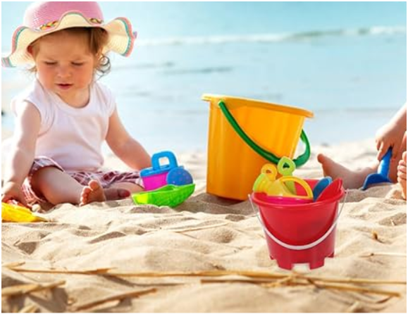 ORFOFE Sand with Bright Colors Plastic Beach Buckets and Shovels for Outdoor Summer Fun for Boys and Playing in Sand Park Backyard and Beach Activities Random Color