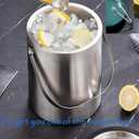 3L Double-Wall Insulated Ice Bucket with Lid, Ice shovel &Tongs and Strainer, Stainless Steel Ice Bath Tub with Silicone Sealed Lid for Wine, Ice Buckets for Parties, Wine Chiller, Light Sliver