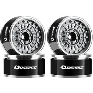 1.9 Beadlock Wheels, Aluminum Alloy Adjustable Negative Offset Rims for 1/10 RC Crawlers SCX10 TRX4 TRX6 VS4-10 GEN7 GEN8 RC4WD D90 Upgrade Parts, 4PCS (Space Grey)