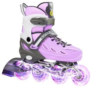 SUPER YOUNGSTER Adjustable Inline Skates for Boys Girls Ages 4-12 with Light Up Wheels, Roller Skates Blades for Youth Kids Indoor & Outdoor Beginners Size M 1-4
