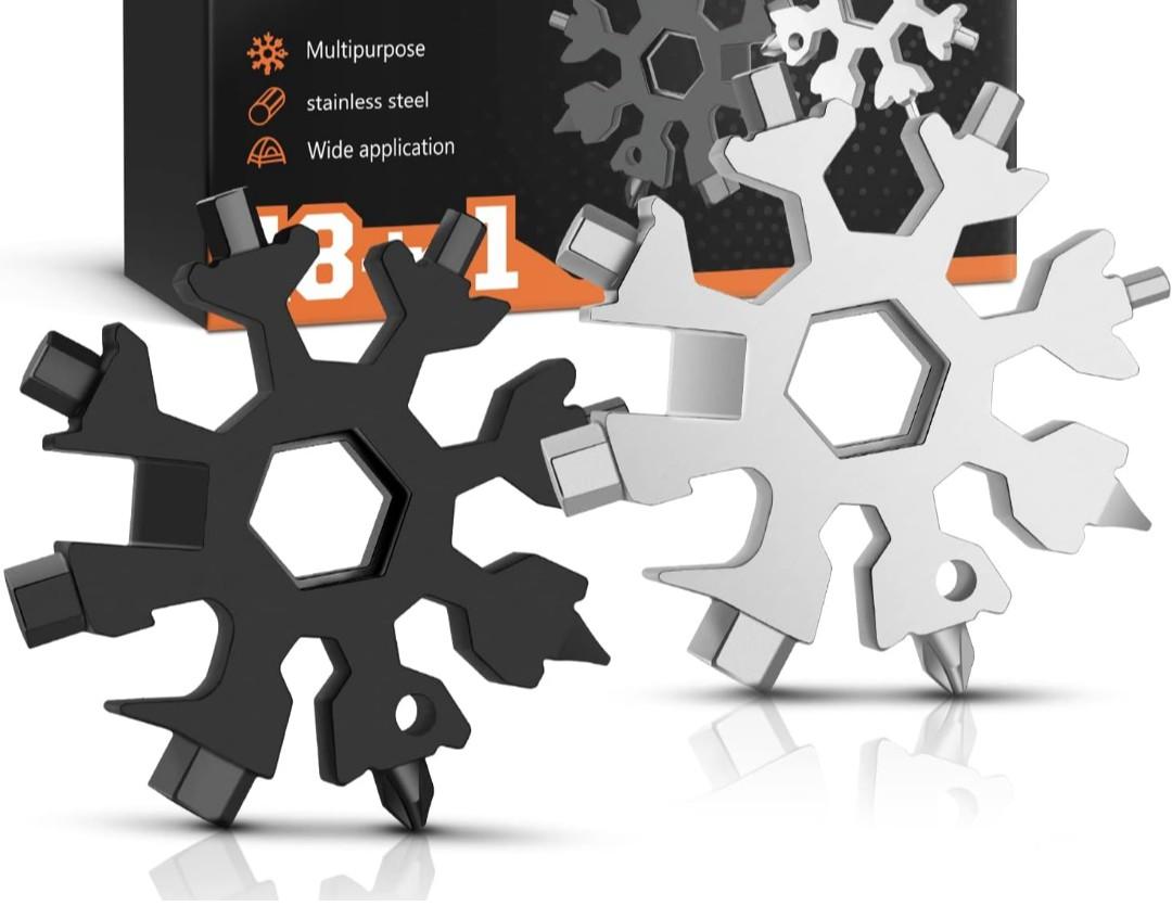 Stocking Stuffers for Adults Men Dad, 2-Pcak 18 in 1 Snowflake Multi-Tools Gift for Men Who Have Everything Birthday Christmas Xmas Gifts for Men, Dad, Boyfriend and Him, Cool Gadgets Tools for Men 2024, Pack of 3