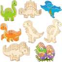 Jetec 24 Pieces Dinosaur Unfinished Wood Cutouts Animal Wooden Paint Crafts for Kids Dinosaur Birthday Party Supplies Home Decoration Ornament School Classroom DIY Craft Art Project Gifts, 8 Styles