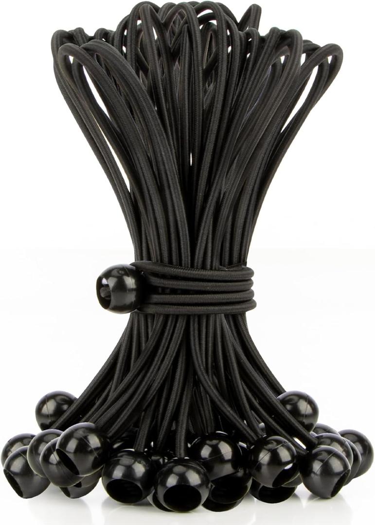 20PACK Bungee Cords with Balls - 6 Inch Ball Bungee Cords, Multi-Purpose Elastic Outdoor Small Straps, Reusable Tarp Tie Downs for Camping, Tents, Canopy, Patio Umbrellas, Awning, 0.59" Mini Balls