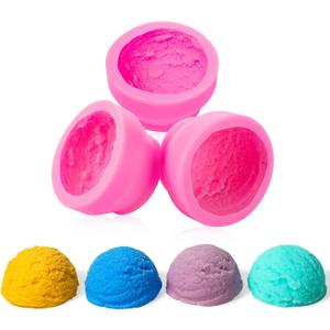 Silicone 3D Ice Cream Ball Shape Silicone Molds Cookie Pastry Mould Soap Candle Clay Mold for Wedding Cake Chocolate Dessert Pudding Mousse DIY Kitchen Baking(3 Pieces)