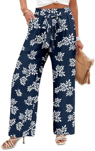 Angerella Womens Wide Leg Pants High Elastic Waist Adjustable Knot Casual Flowy Trousers Business Work Pants with Pockets 3XL