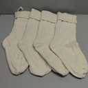 Fesciory 4 Pack Christmas Stockings 18 Inches Large Size Cable Knitted Stocking Gifts & Decorations for Family Holiday Xmas Party, Ivory White