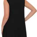 LARACE Women Plus Size Summer Dresses V Neck Sleeveless A Line Sundresses Button Down Midi Dress with Pockets (Black, XXL)